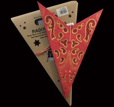 Preview: Curves Batik rot - Faltbarer Leuchtstern, Weihnachtsstern aus Papier mit 7 Zacken, 60 cm